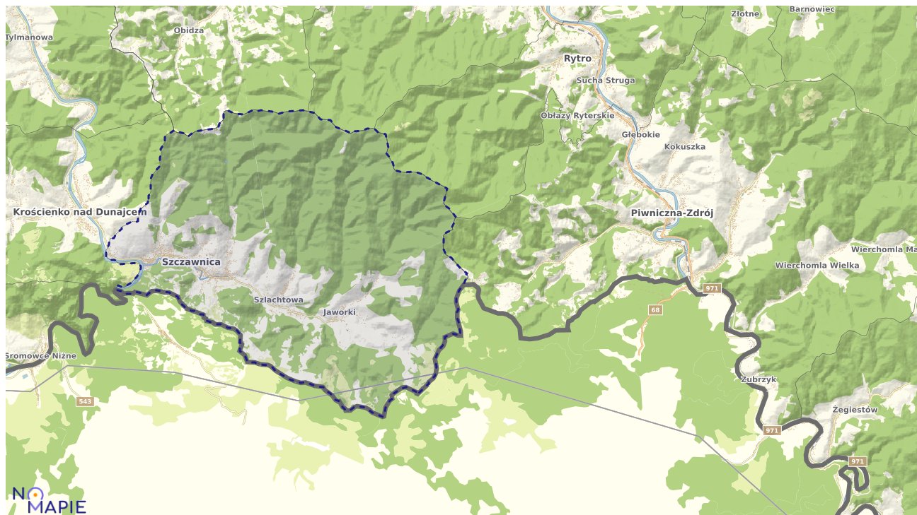 Mapa obszarów ochrony przyrody Szczawnicy