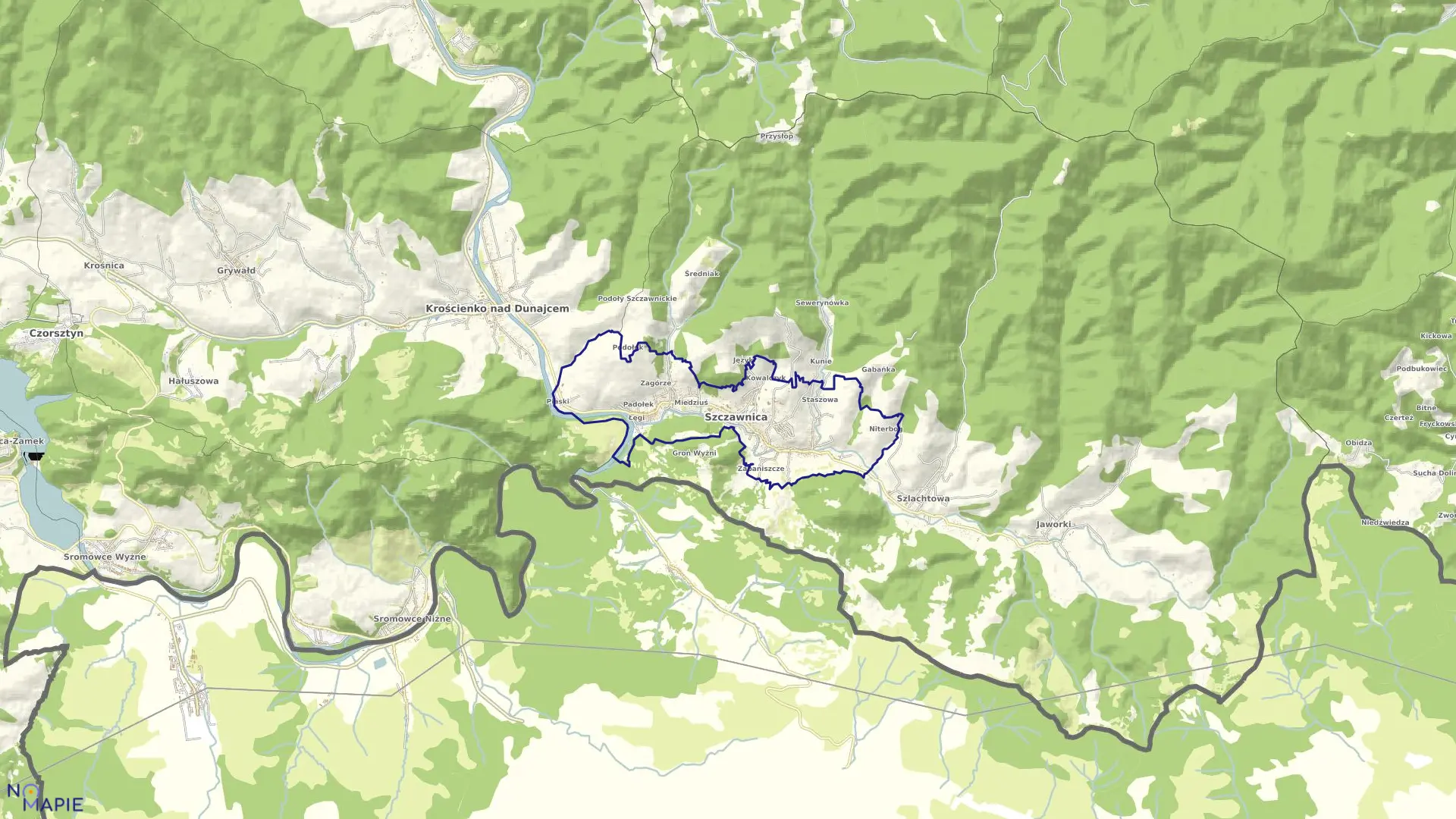Mapa obrębu obręb 1 w gminie Szczawnica