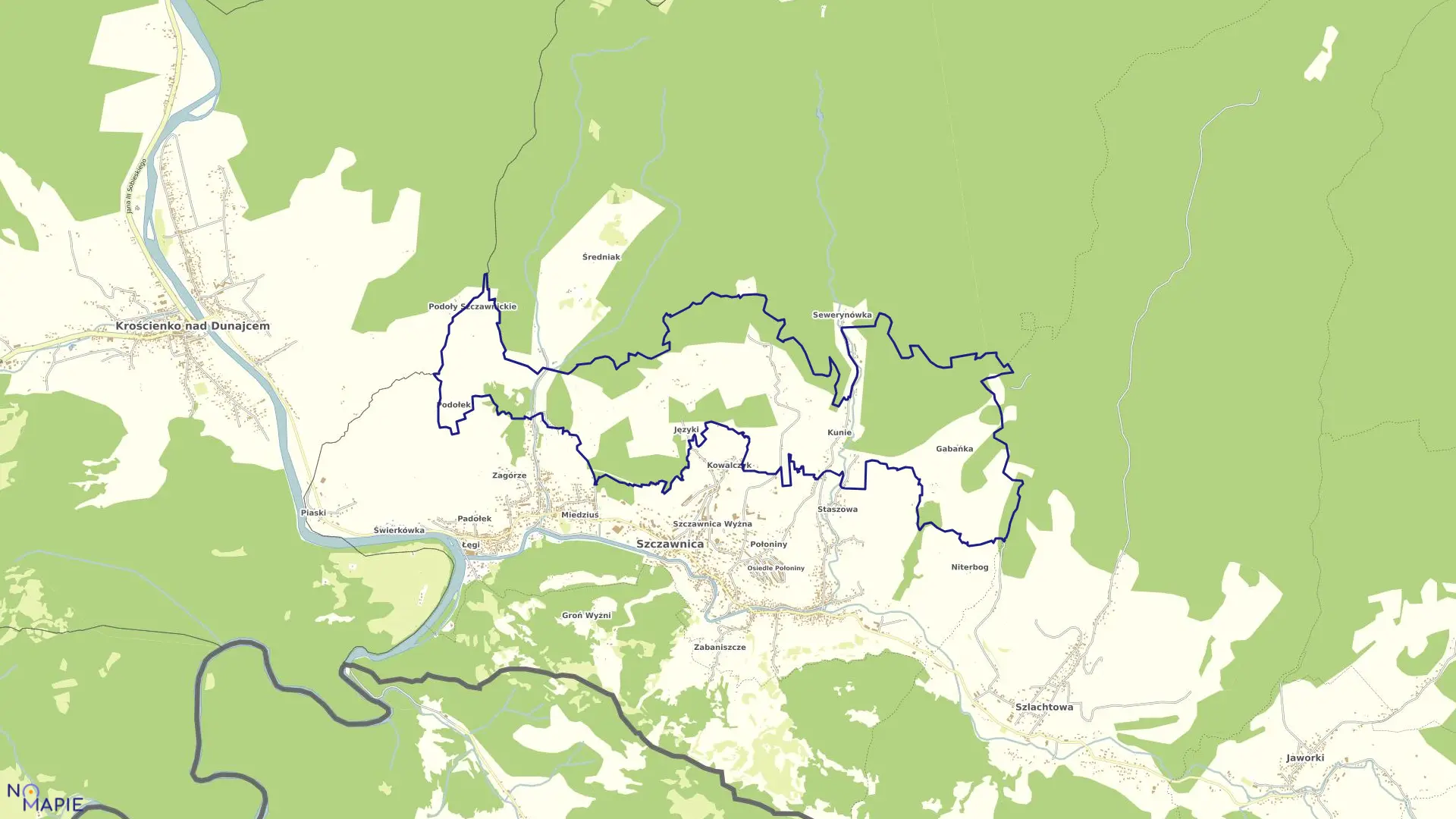Mapa obrębu obręb 3 w gminie Szczawnica