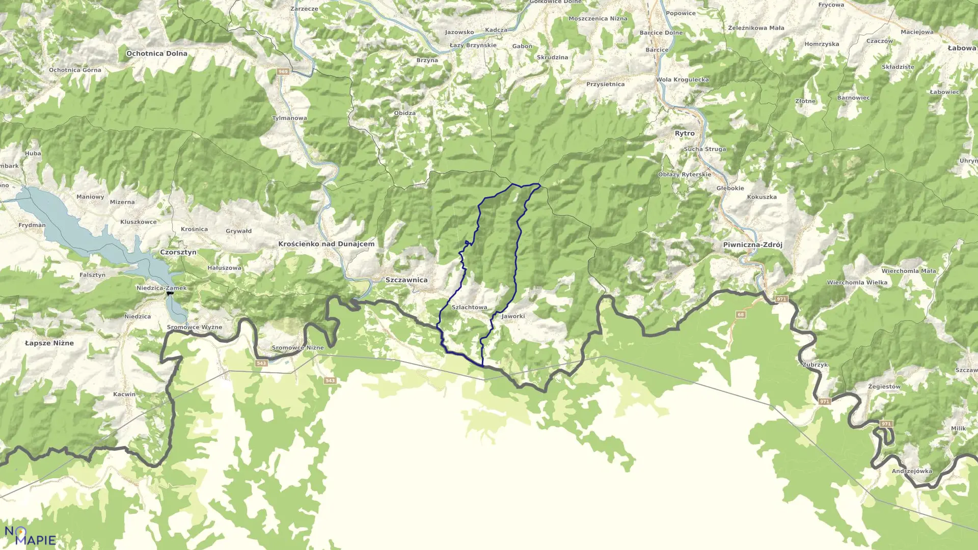 Mapa obrębu Szlachtowa w gminie Szczawnica